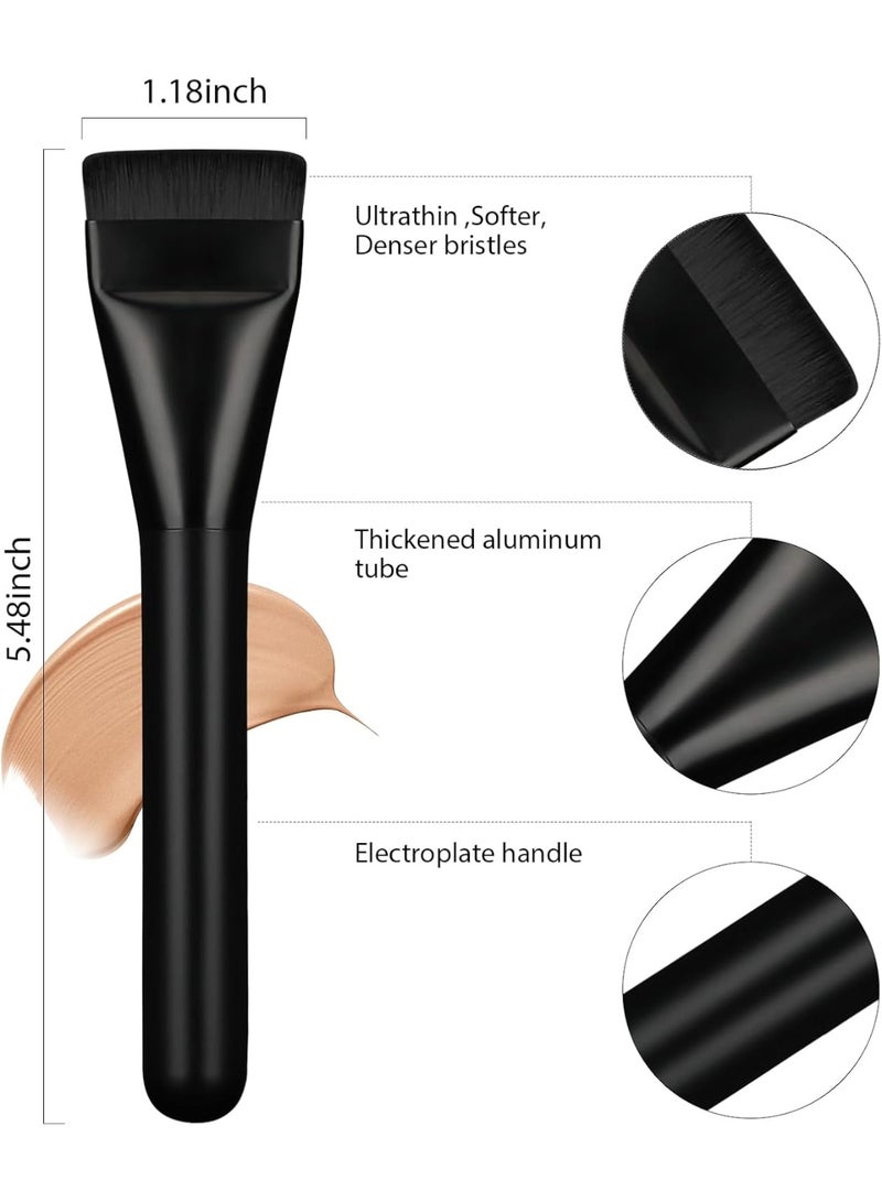 2Pcs Flat Foundation Brush,Face Mask Brush Makeup Spatula Facial Brush for Liquid Foundation Mask,Premium Face Korean Makeup Brush for Blending Cream (Black&Black) - Image 2